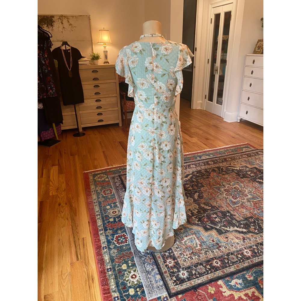 Altard State Florentina Sage Green Floral Swiss Dot High Low Midi Dress - Picture 4 of 14